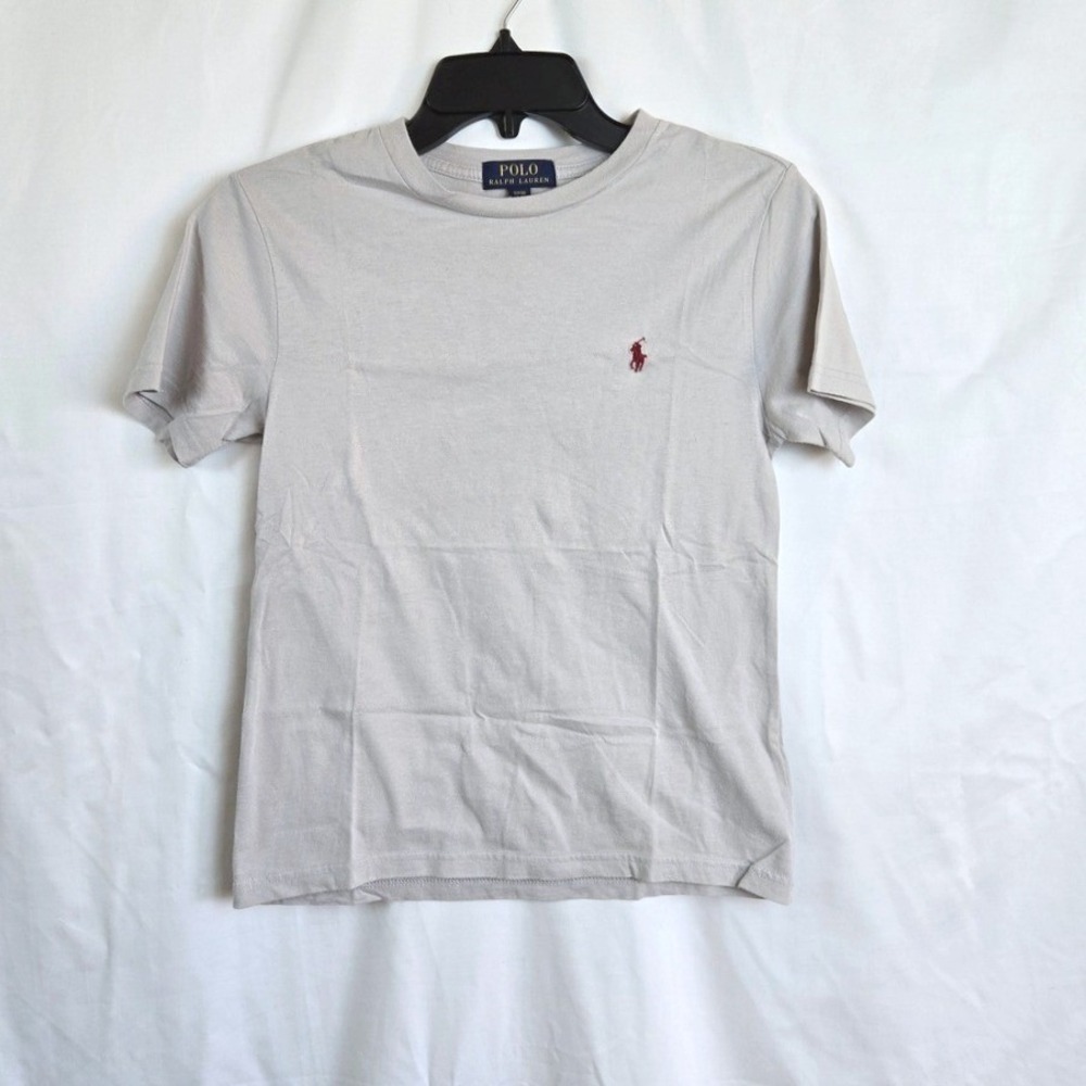 Polo Ralph Lauren Boys Light Gray Crew Neck Short Sleeve Pony Logo Tee Small 8